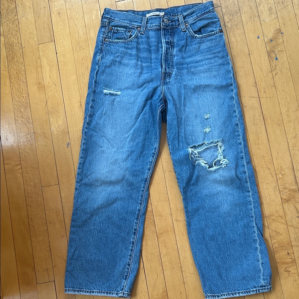 Levi's Blue Distressed Boyfriend Jeans